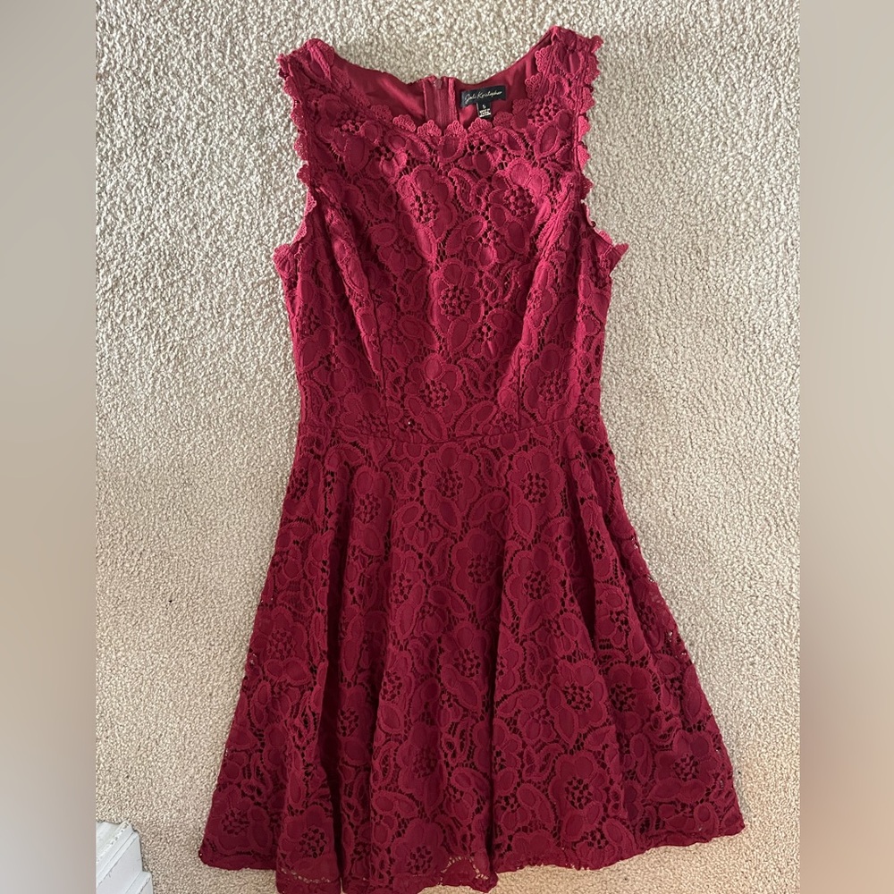 Jodi Kristopher burgundy fit and flare dress - size 5
